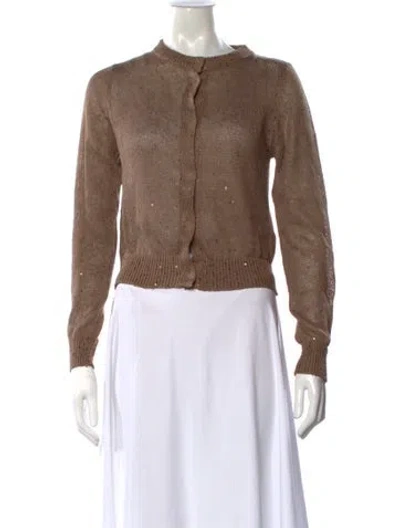 Pre-owned Brunello Cucinelli Linen Crew Neck Sweater W/ Tags In Brown