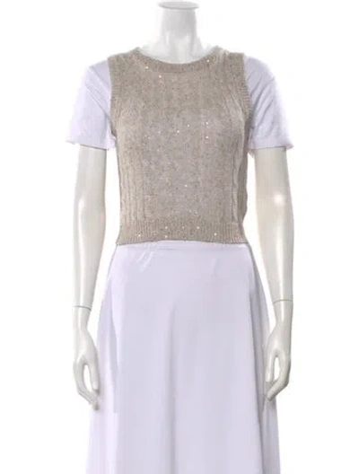 Pre-owned Brunello Cucinelli Linen Crew Neck Sweater W/ Tags In Neutral
