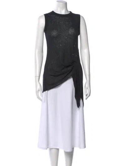 Pre-owned Brunello Cucinelli Linen Crew Neck Top In Black