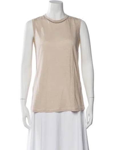 Pre-owned Brunello Cucinelli Linen Crew Neck Top In Brown