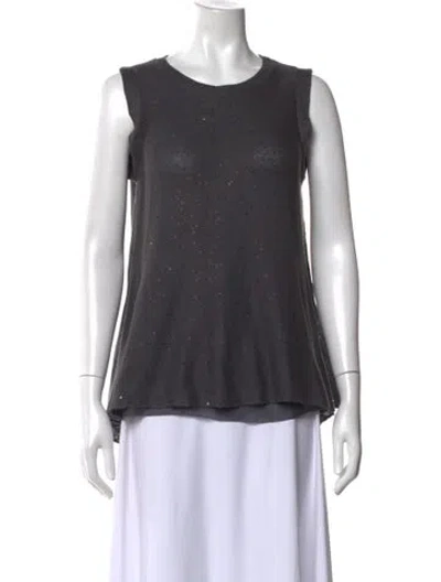 Pre-owned Brunello Cucinelli Linen Crew Neck Top In Gray