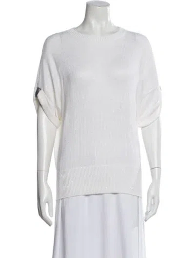 Pre-owned Brunello Cucinelli Linen Crew Neck Top In Neutral