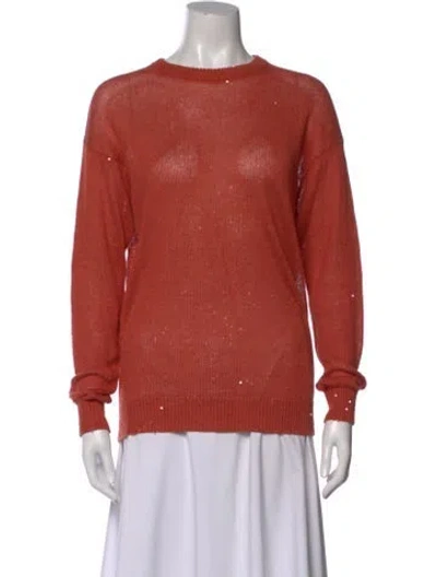 Pre-owned Brunello Cucinelli Linen Crew Neck Top In Orange