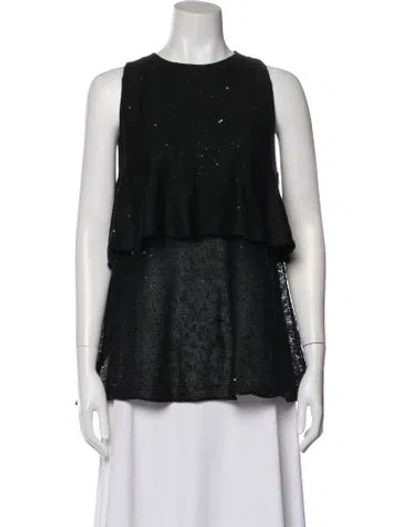 Pre-owned Brunello Cucinelli Linen Crew Neck Top W/ Tags In Black