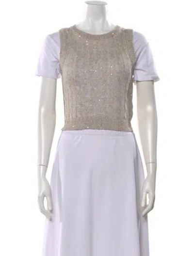 Pre-owned Brunello Cucinelli Linen Crew Neck Top W/ Tags In Neutral