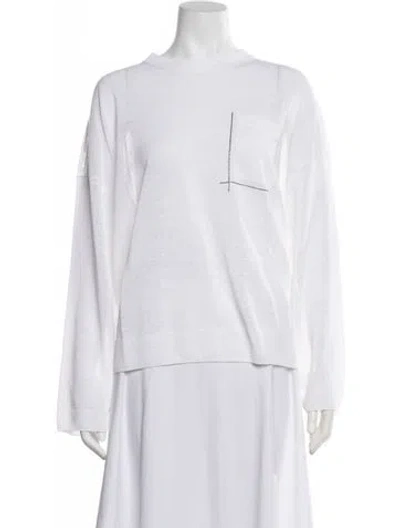 Pre-owned Brunello Cucinelli Linen Crew Neck Top W/ Tags In White
