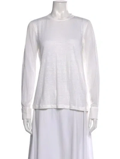 Pre-owned Brunello Cucinelli Linen Crew Neck Top In White