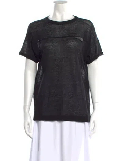 Pre-owned Brunello Cucinelli Linen Crew Neck T-shirt In Black