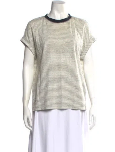 Pre-owned Brunello Cucinelli Linen Crew Neck T-shirt In Gray
