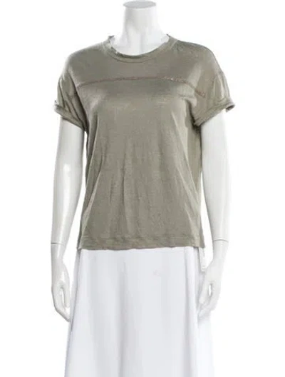 Pre-owned Brunello Cucinelli Linen Crew Neck T-shirt In Gray