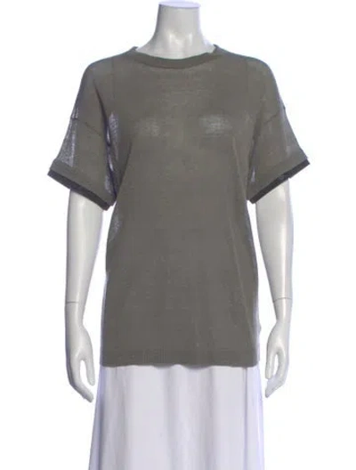 Pre-owned Brunello Cucinelli Linen Crew Neck T-shirt In Gray