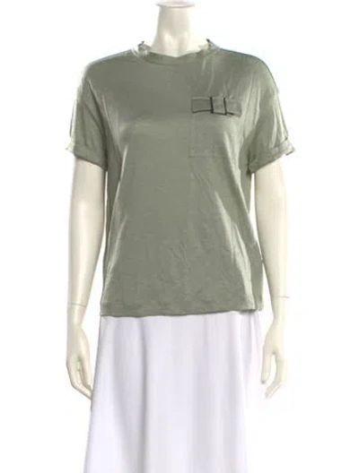 Pre-owned Brunello Cucinelli Linen Crew Neck T-shirt In Green