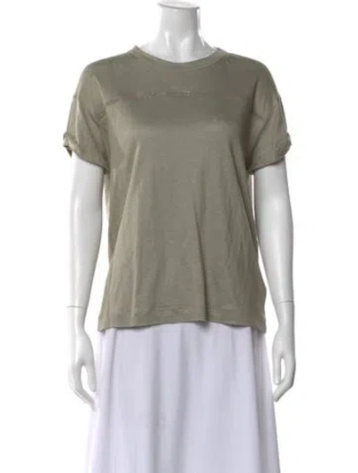 Pre-owned Brunello Cucinelli Linen Crew Neck T-shirt In Green