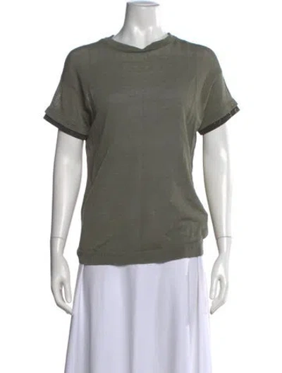Pre-owned Brunello Cucinelli Linen Crew Neck T-shirt In Green