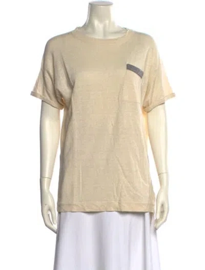 Pre-owned Brunello Cucinelli Linen Crew Neck T-shirt In Neutral