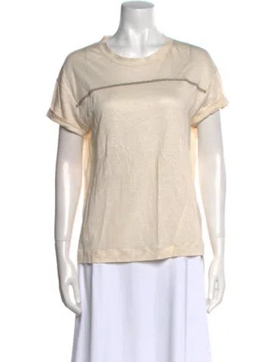 Pre-owned Brunello Cucinelli Linen Crew Neck T-shirt In Neutral