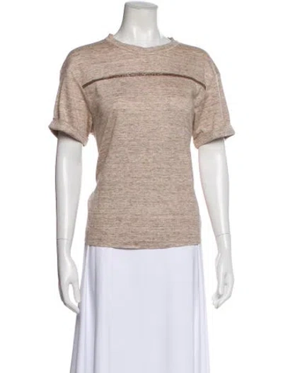 Pre-owned Brunello Cucinelli Linen Crew Neck T-shirt In Neutral