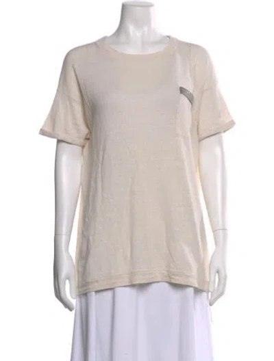 Pre-owned Brunello Cucinelli Linen Crew Neck T-shirt In Neutral