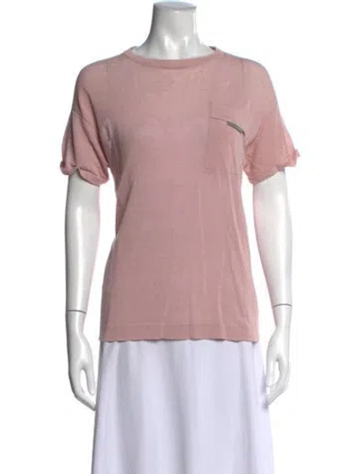 Pre-owned Brunello Cucinelli Linen Crew Neck T-shirt In Pink