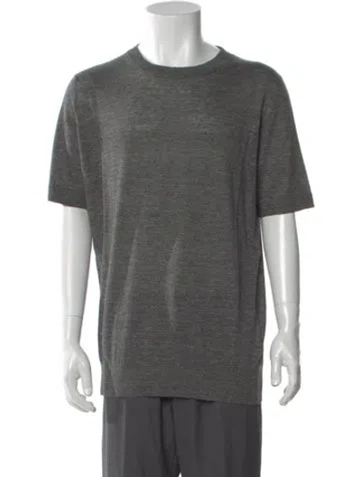 Pre-owned Brunello Cucinelli Linen Crew Neck T-shirt W/ Tags In Gray