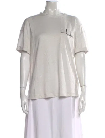 Pre-owned Brunello Cucinelli Linen Crew Neck T-shirt W/ Tags In Neutral