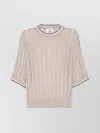 Brunello Cucinelli Linen Ribbed Net Knit Top