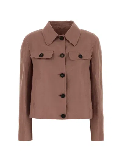 Brunello Cucinelli Women Antiqued Pink Linen Jacket In Brown