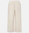 Brunello Cucinelli Weite Cropped-hose Aus Leinen In Beige
