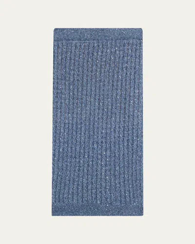 Brunello Cucinelli Linen Dazzling Cable Open-knit Midi Skirt In Blue