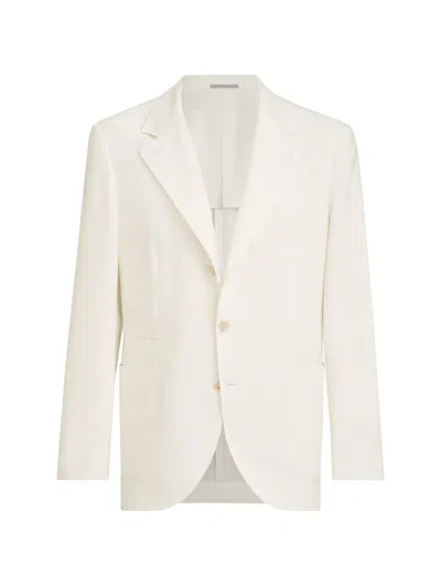 Brunello Cucinelli Linen Deconstructed Blazer In White