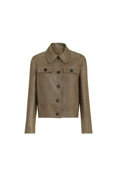 Brunello Cucinelli Linen Diagonal Blazer In Brown