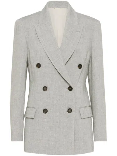 BRUNELLO CUCINELLI BRUNELLO CUCINELLI LINEN DOUBLE-BREASTED JACKET