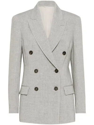 BRUNELLO CUCINELLI BRUNELLO CUCINELLI LINEN DOUBLE-BREASTED JACKET