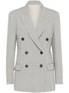 Brunello Cucinelli Women's Irish Linen Chevron Blazer With Monili In Light Grey