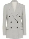 Brunello Cucinelli Women's Irish Linen Chevron Blazer With Monili In Light Grey
