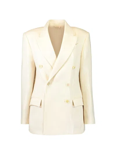 Brunello Cucinelli Linen Double-breasted Jacket In Neutral