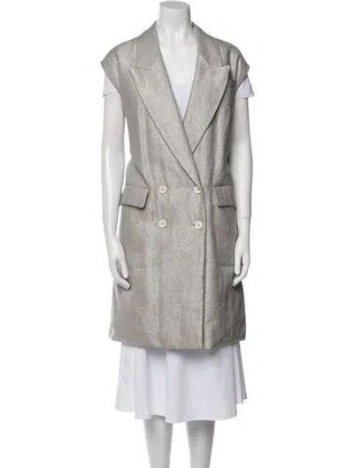 Pre-owned Brunello Cucinelli Linen Down Vest W/ Tags In Gray