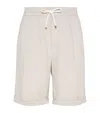 Brunello Cucinelli Linen Drawstring Bermuda Shorts In Beige