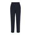 Brunello Cucinelli Linen Drawstring Leisure Trousers In Blue