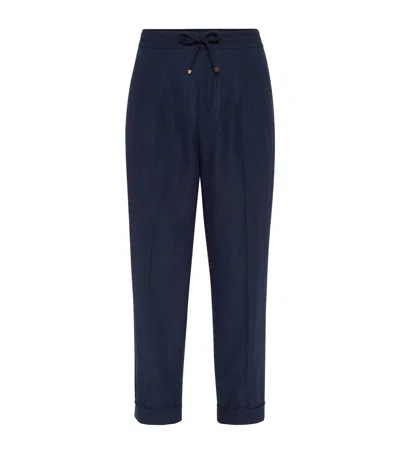 BRUNELLO CUCINELLI LINEN DRAWSTRING LEISURE TROUSERS