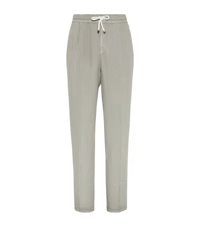 BRUNELLO CUCINELLI LINEN DRAWSTRING LEISURE TROUSERS