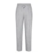Brunello Cucinelli Men Linen Chevron Leisure Fit Pants With Drawstring And Double Pleats In Grey