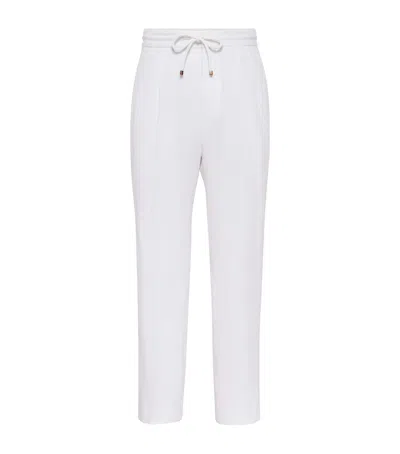 Brunello Cucinelli Linen Drawstring Leisure Trousers In White