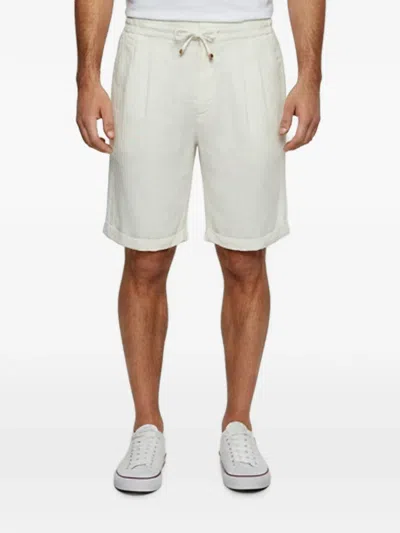 Pre-owned Brunello Cucinelli Linen Drawstring Shorts In White