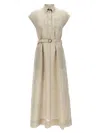 Brunello Cucinelli Linen Dress With Belted Waist And Pockets