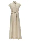 Brunello Cucinelli Linen Dress With Belted Waist And Pockets