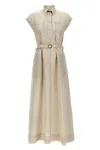Brunello Cucinelli Linen Dress With Belted Waist And Pockets