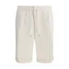 Brunello Cucinelli Linen Drawstring Bermuda Shorts In White