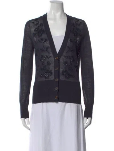 Pre-owned Brunello Cucinelli Linen Floral Print Sweater In Blue