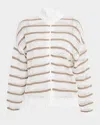 Brunello Cucinelli Linen French Riveria Paillette Knit Zip-up Cardigan In Pattern